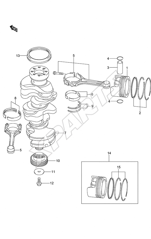  Crankshaft til Suzuki motor